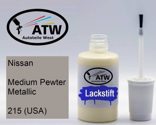 Nissan, Medium Pewter Metallic, 215 (USA): 20ml Lackstift, von ATW Autoteile West.